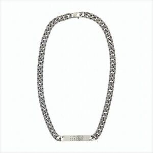 MM6 BY MAISON MARGIELA Chunky Grey Brass Necklace with Engraved Plate